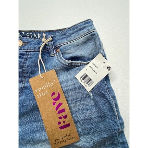 Vanilla Star Bermuda Jean Shorts 11 Juniors' Ripped Frayed Distressed Stretch - Picture 5 of 7
